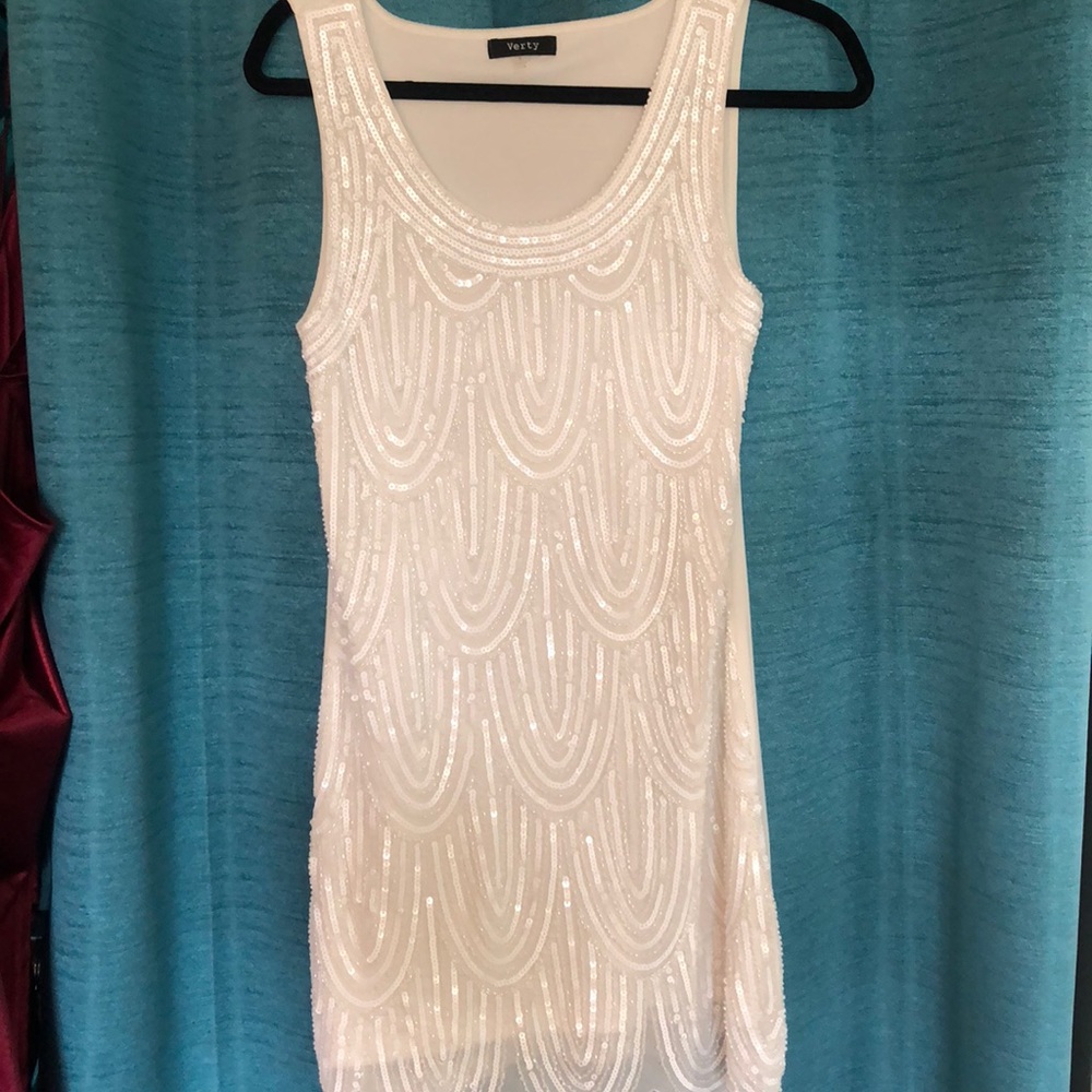 White beaded detail “flapper” dress